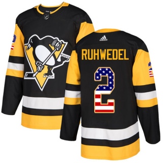 Men's Chad Ruhwedel Pittsburgh Penguins Adidas USA Flag Fashion Jersey - Authentic Black