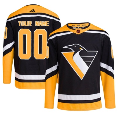 Men's Custom Pittsburgh Penguins Adidas Custom Reverse Retro 2.0 Jersey - Authentic Black