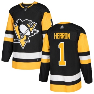 Men's Denis Herron Pittsburgh Penguins Adidas Home Jersey - Authentic Black