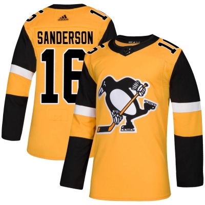 Men's Derek Sanderson Pittsburgh Penguins Adidas Alternate Jersey - Authentic Gold