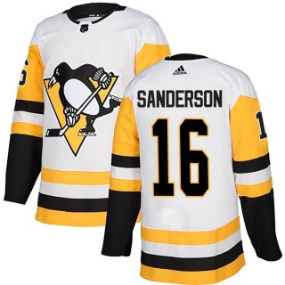 Men's Derek Sanderson Pittsburgh Penguins Adidas Away Jersey - Authentic White
