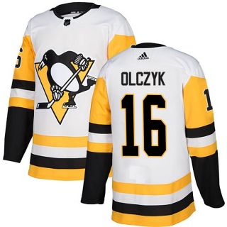 Men's Ed Olczyk Pittsburgh Penguins Adidas Away Jersey - Authentic White