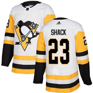 Men's Eddie Shack Pittsburgh Penguins Adidas Away Jersey - Authentic White