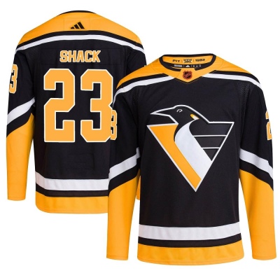 Men's Eddie Shack Pittsburgh Penguins Adidas Reverse Retro 2.0 Jersey - Authentic Black