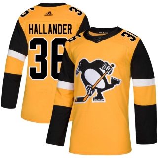 Men's Filip Hallander Pittsburgh Penguins Adidas Alternate Jersey - Authentic Gold