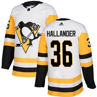 Men's Filip Hallander Pittsburgh Penguins Adidas Away Jersey - Authentic White