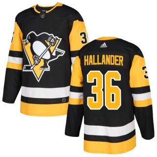 Men's Filip Hallander Pittsburgh Penguins Adidas Home Jersey - Authentic Black