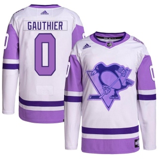 Men's Frederik Gauthier Pittsburgh Penguins Adidas Hockey Fights Cancer Primegreen Jersey - Authentic White/Purple