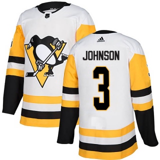 Men's Jack Johnson Pittsburgh Penguins Adidas Away Jersey - Authentic White