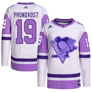 Men's Jean Pronovost Pittsburgh Penguins Adidas Hockey Fights Cancer Primegreen Jersey - Authentic White/Purple