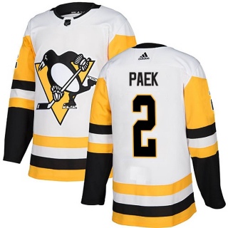 Men's Jim Paek Pittsburgh Penguins Adidas Away Jersey - Authentic White