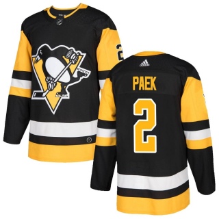 Men's Jim Paek Pittsburgh Penguins Adidas Home Jersey - Authentic Black