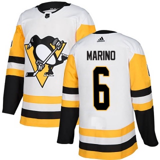 Men's John Marino Pittsburgh Penguins Adidas Away Jersey - Authentic White