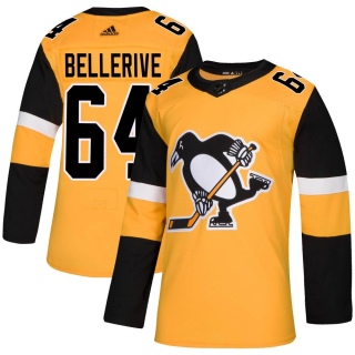 Men's Jordy Bellerive Pittsburgh Penguins Adidas Alternate Jersey - Authentic Gold