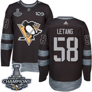 Men's Kris Letang Pittsburgh Penguins Adidas 1917- 100th Anniversary Stanley Cup Final Jersey - Authentic Black