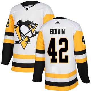 Men's Leo Boivin Pittsburgh Penguins Adidas Away Jersey - Authentic White