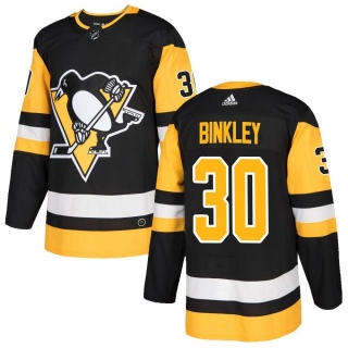 Men's Les Binkley Pittsburgh Penguins Adidas Home Jersey - Authentic Black