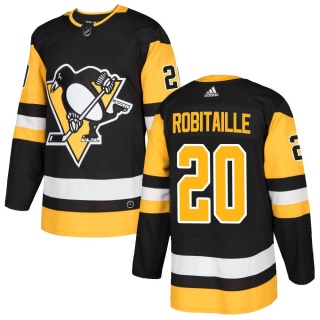Men's Luc Robitaille Pittsburgh Penguins Adidas Home Jersey - Authentic Black