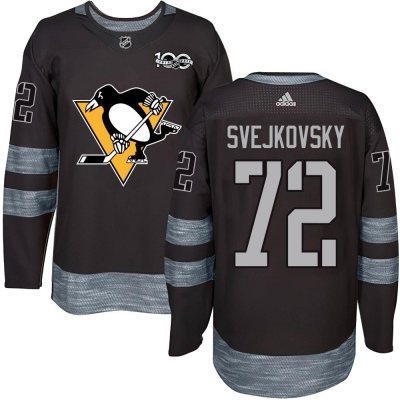 Men's Lukas Svejkovsky Pittsburgh Penguins 1917- 100th Anniversary Jersey - Authentic Black