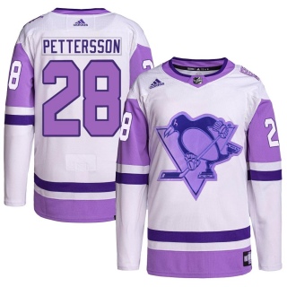 Men's Marcus Pettersson Pittsburgh Penguins Adidas Hockey Fights Cancer Primegreen Jersey - Authentic White/Purple