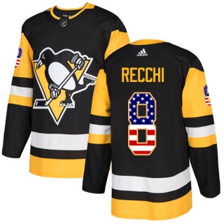 Men's Mark Recchi Pittsburgh Penguins Adidas USA Flag Fashion Jersey - Authentic Black