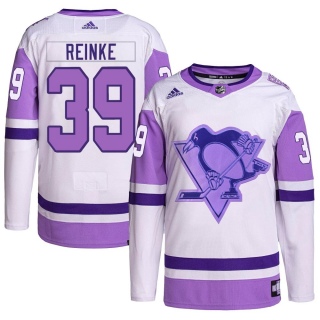 Men's Mitch Reinke Pittsburgh Penguins Adidas Hockey Fights Cancer Primegreen Jersey - Authentic White/Purple