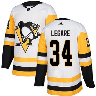 Men's Nathan Legare Pittsburgh Penguins Adidas Away Jersey - Authentic White