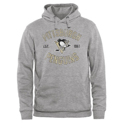 Men's Pittsburgh Penguins Heritage Pullover Hoodie - Ash -