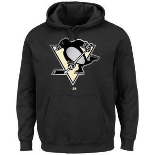 Men's Pittsburgh Penguins Majestic Reflex Pullover Hoodie - - Game Black