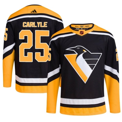 Men's Randy Carlyle Pittsburgh Penguins Adidas Reverse Retro 2.0 Jersey - Authentic Black