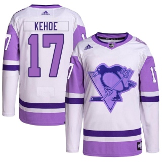 Men's Rick Kehoe Pittsburgh Penguins Adidas Hockey Fights Cancer Primegreen Jersey - Authentic White/Purple