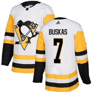 Men's Rod Buskas Pittsburgh Penguins Adidas Away Jersey - Authentic White