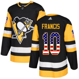 Men's Ron Francis Pittsburgh Penguins Adidas USA Flag Fashion Jersey - Authentic Black