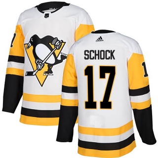Men's Ron Schock Pittsburgh Penguins Adidas Away Jersey - Authentic White