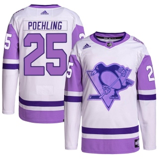 Men's Ryan Poehling Pittsburgh Penguins Adidas Hockey Fights Cancer Primegreen Jersey - Authentic White/Purple