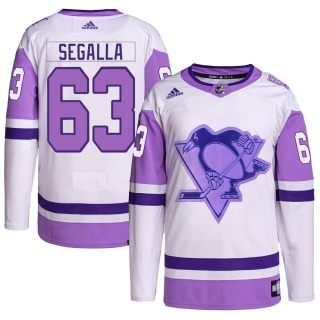 Men's Ryan Segalla Pittsburgh Penguins Adidas Hockey Fights Cancer Primegreen Jersey - Authentic White/Purple