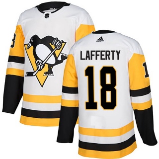 Men's Sam Lafferty Pittsburgh Penguins Adidas Away Jersey - Authentic White