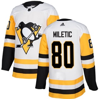 Men's Sam Miletic Pittsburgh Penguins Adidas Away Jersey - Authentic White