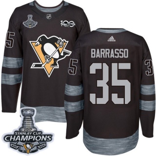 Men's Tom Barrasso Pittsburgh Penguins Adidas 1917- 100th Anniversary Stanley Cup Final Jersey - Authentic Black