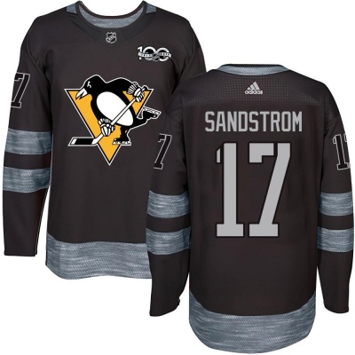 Men's Tomas Sandstrom Pittsburgh Penguins 1917- 100th Anniversary Jersey - Authentic Black