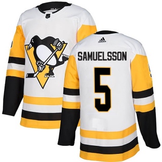 Men's Ulf Samuelsson Pittsburgh Penguins Adidas Away Jersey - Authentic White