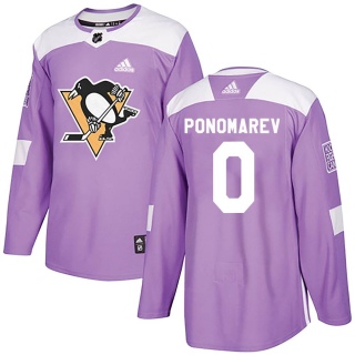 Men's Vasily Ponomarev Pittsburgh Penguins Adidas Fights Cancer Practice Jersey - Authentic Purple