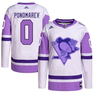 Men's Vasily Ponomarev Pittsburgh Penguins Adidas Hockey Fights Cancer Primegreen Jersey - Authentic White/Purple