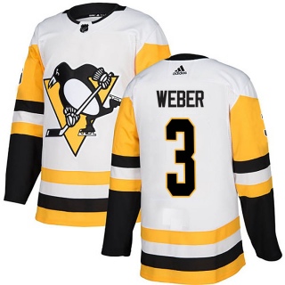 Men's Yannick Weber Pittsburgh Penguins Adidas Away Jersey - Authentic White
