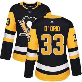 Women's Alex D'Orio Pittsburgh Penguins Adidas Home Jersey - Authentic Black