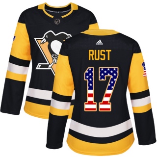 Women's Bryan Rust Pittsburgh Penguins Adidas USA Flag Fashion Jersey - Authentic Black