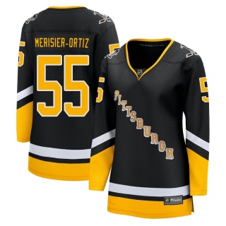 Women's Christopher Merisier-Ortiz Pittsburgh Penguins Fanatics Branded 2021/22 Alternate Breakaway Player Jersey - Premier Blac