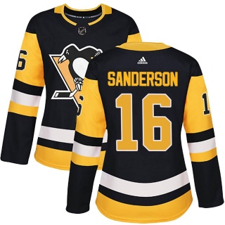 Women's Derek Sanderson Pittsburgh Penguins Adidas Home Jersey - Authentic Black