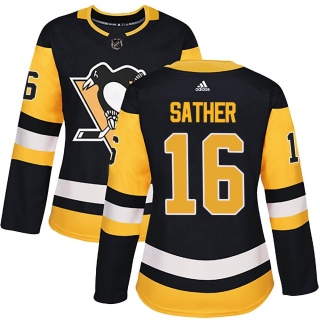 Women's Glen Sather Pittsburgh Penguins Adidas Home Jersey - Authentic Black