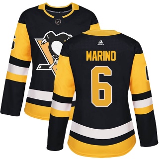 Women's John Marino Pittsburgh Penguins Adidas Home Jersey - Authentic Black